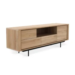 Ethnicraft Tv-Möbel Shadow Schwarz Holz Natur / Eiche Massiv - L 180 Cm - Eiche Natur - Schwarz Store