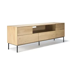 Ethnicraft Tv-Möbel Whitebird Schwarz Holz Natur / Eiche Massiv - L 180 Cm - Eiche Natur - Schwarz Best Sale