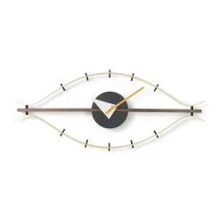 Vitra Uhr Eye Clock Gold Metall / By George Nelson, 1948-1960 / L 76 Cm - Messing - Nussbaum - Schwarz Shop