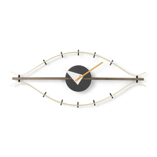 Vitra Uhr Eye Clock Gold Metall / By George Nelson, 1948-1960 / L 76 Cm - Messing - Nussbaum - Schwarz Shop