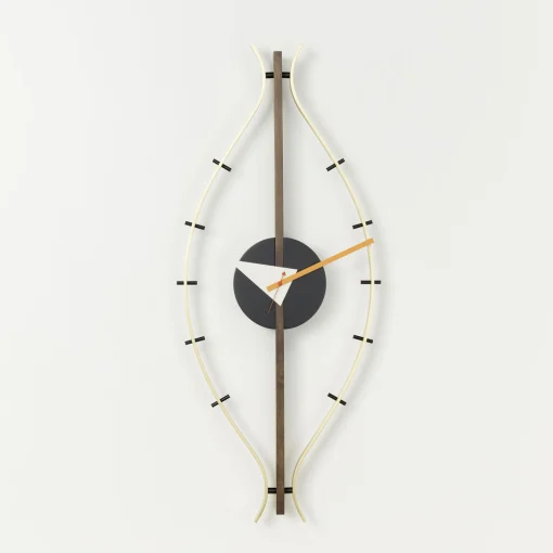 Vitra Uhr Eye Clock Gold Metall / By George Nelson, 1948-1960 / L 76 Cm - Messing - Nussbaum - Schwarz Shop
