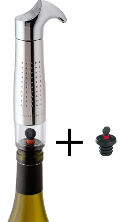 L'Atelier du Vin Vakuumpumpe Gard'Vin On/Off Metal Plastikmaterialset Mit Vakuum Luftpumpe + 2 Luftdichten Verschlussen - Verchromt Shop