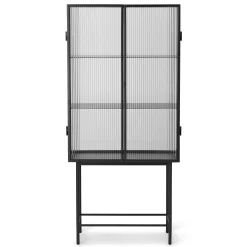 Ferm Living Vitrine Haze Metall Glas Schwarz / L 70 X H 155 Cm - Riffelglas - Durchscheinend - Schwarz Cheap