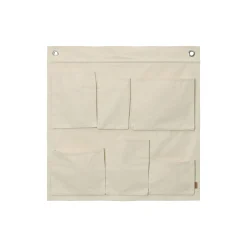 Ferm Living Wandablage Canvas Textil Weis Beige / L 70 X H 70 Cm - 6 Taschen - Gebrochen Weis Hot