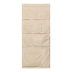 Ferm Living Wandablage Canvas Xl Textil Weis Beige / L 70 X H 160 Cm - 10 Taschen - Gebrochen Weis Sale