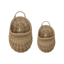 Bloomingville Wandablage Chloe Faser Holz/ 2Er-Set - Rattan / L 20 X H 40 & B 31 X H 55 Cm - Natur Clearance
