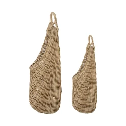 Bloomingville Wandablage Chloe Faser Holz/ 2Er-Set - Rattan / L 20 X H 40 & B 31 X H 55 Cm - Natur Clearance