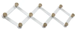 Serax Wandgarderobe Daysign Metall Weis Holz Natur / Ausziehbar - L 80 Cm - Eiche - Weis Discount