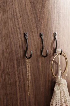 Ferm Living Wandhaken Curvature Metall/ 3Er-Set - Messing - Schwarz Mattiert Hot