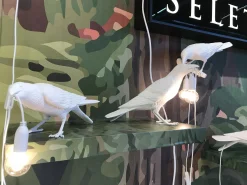 Seletti Wandleuchte Mit Stromkabel Bird Looking Plastikmaterial / Wandleuchte - Rabe, Auf Einem Ast Sitzend - Weis New