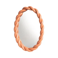 & klevering Wandspiegel Braid Plastikmaterial/ Oval - Polyesterharz / L 26 X H 35 Cm - Rosa Best Sale