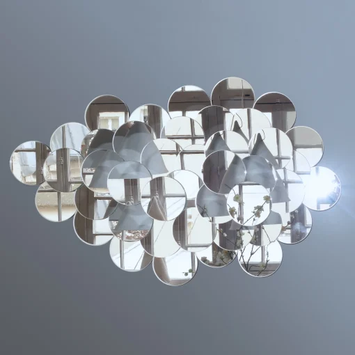 Tse-Tse Wandspiegel Nebuleux Glas Holz/ Glasschuppen - 67 X 42 Cm - Spiegelfarben New