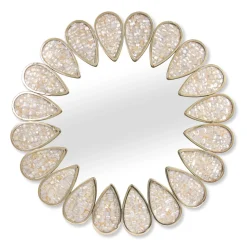 Jonathan Adler Wandspiegel Petal Stein Weis Gold / Perlmuttmosaik -  O 81 Cm - Gold - Perlmuttweis Hot