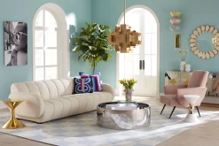 Jonathan Adler Wandspiegel Petal Stein Weis Gold / Perlmuttmosaik -  O 81 Cm - Gold - Perlmuttweis Hot