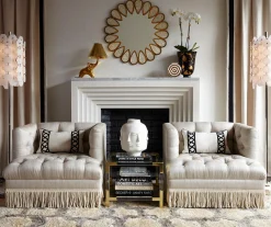 Jonathan Adler Wandspiegel Petal Stein Weis Gold / Perlmuttmosaik -  O 81 Cm - Gold - Perlmuttweis Hot