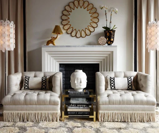 Jonathan Adler Wandspiegel Petal Stein Weis Gold / Perlmuttmosaik -  O 81 Cm - Gold - Perlmuttweis Hot
