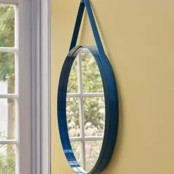 Hay Wandspiegel Strap N°2 Metall/ O 70 Cm - Stoffgurt - Blau Hot