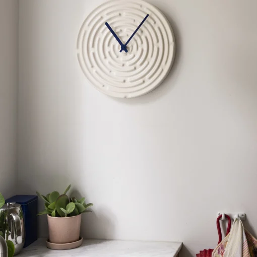 raawii Wanduhr Minos Keramik Weis / Keramik - O 42 Cm - Blanc Meringue - Blau Discount