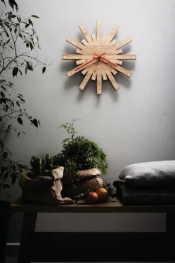 Alessi Wanduhr Raggiante Holz Natur / Bambus - O 48 Cm - Holz Natur - Orange Cheap