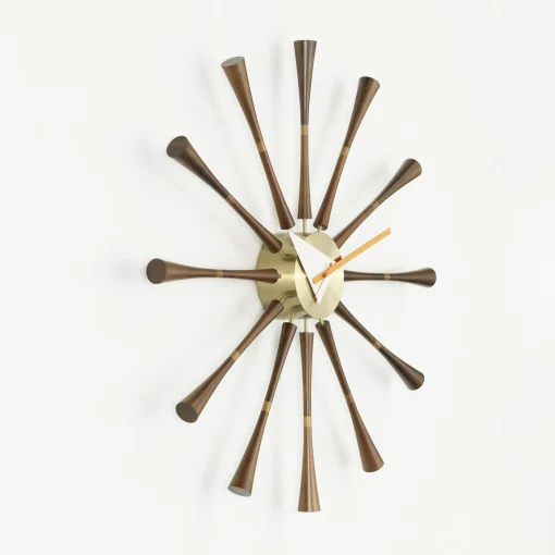 Vitra Wanduhr Spindle Clock Holz Natur / By George Nelson, 1948-1960 / O 57 Cm - Messing - Nussbaum Best