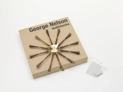 Vitra Wanduhr Spindle Clock Holz Natur / By George Nelson, 1948-1960 / O 57 Cm - Messing - Nussbaum Best