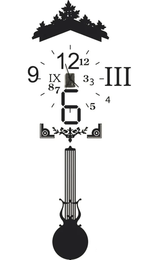 Domestic Wanduhr Vynil Clock Plastikmaterial Papierfaser- Schwarz Cheap