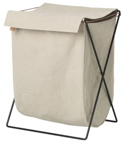 Ferm Living Waschekorb Herman Textil Weis Beige / Zusammenklappbar - Metall Und Stoff - Beige - Schwarz Flash Sale