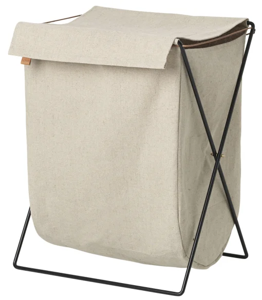 Ferm Living Waschekorb Herman Textil Weis Beige / Zusammenklappbar - Metall Und Stoff - Beige - Schwarz Flash Sale