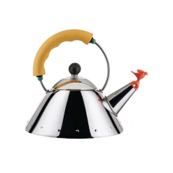 Alessi Wasserkessel 9093 - Oisillon Mini Metall/ Michael Graves, 1986 - 1 Liter /Induktionsherd - Gelb - Rot Flash Sale