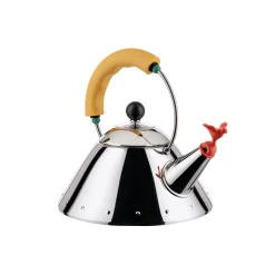 Alessi Wasserkessel 9093 - Oisillon Mini Metall/ Michael Graves, 1986 - 1 Liter /Induktionsherd - Gelb - Rot Flash Sale