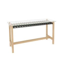L'Atelier du Vin Weinregal  Glas Holz Natur / Weinprobe-Theke L 202 X B 80 Cm X H 110 Cm / 36 Flaschen - Eiche Natur - Schwarz - Transparent Sale